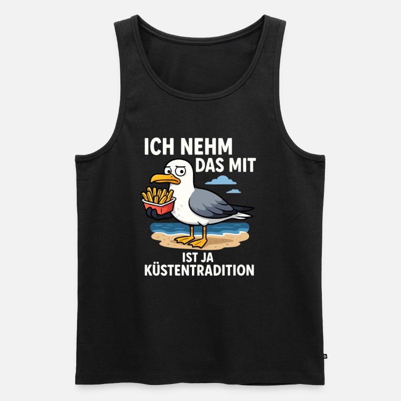 Möwe Pommes - Männer Premium Bio Tank Top - Schwarz