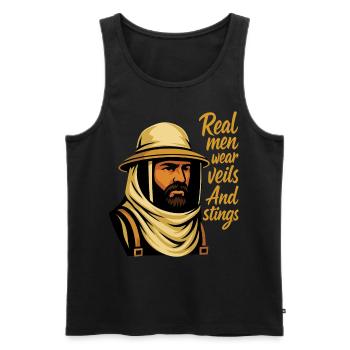 Real Men Wear Veils And Stings Imker Bienen Honig - Männer Premium Bio Tank Top - Schwarz - Vorne - AI Model Male 178 light (178cm)