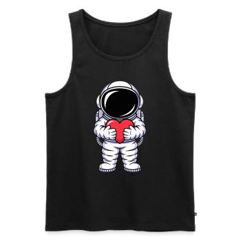 Astronaut With Heart Hug Love Universe - Men's Premium Organic Tank Top - black - Front - Michal (187cm)