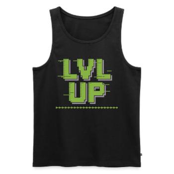 Chemise gamer LVL UP – Pixel Look - Débardeur bio Premium Homme - noir - Devant - AI Model Male 178 light (178cm)