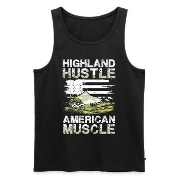 Highland Hustle American Muscle Mountains Adventure - Débardeur bio Premium Homme - noir - Devant - Michal (187cm)