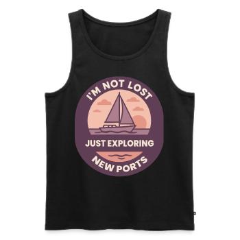 Je ne suis pas perdu, explorez de nouveaux ports - Débardeur bio Premium Homme - noir - Devant - Michal (187cm)