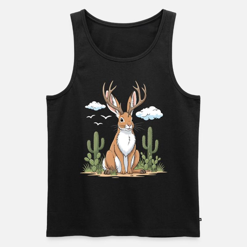 Jackalope Wüste - Männer Premium Bio Tank Top - Schwarz