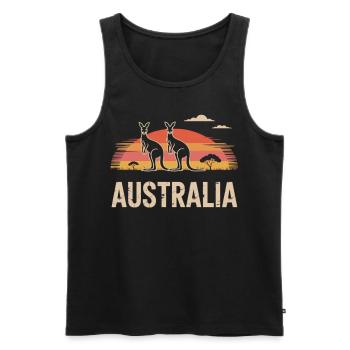 Australia Retro Look - Men's Premium Organic Tank Top - black - Front - Michal (187cm)