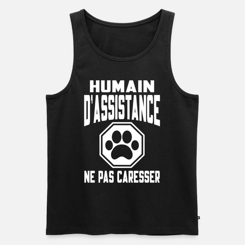 Humain d’assistance Ne pas caresser - Débardeur bio Premium Homme - noir