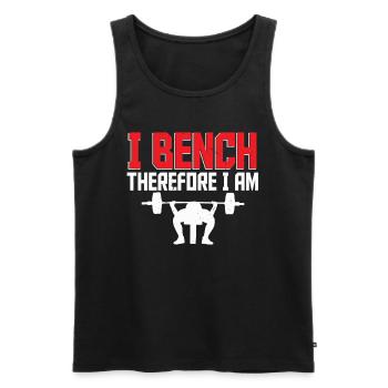 Chest Training Bodybuilder I Bench Therefore I Am - Men's Premium Organic Tank Top - black - Front - AI Model Male 178 light (178cm)