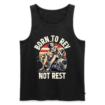Petrolhead Auto Born To Rev Not Rest - Men's Premium Organic Tank Top - black - Front - AI Model Male 178 light (178cm)
