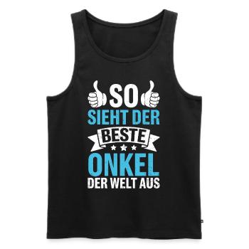 So Sieht Der Beste Onkel Der Welt Aus - Männer Premium Bio Tank Top - Schwarz - Vorne - Michal (187cm)