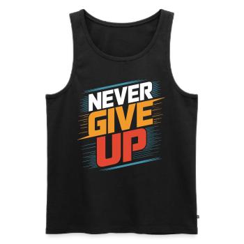 Motivation pur: Niemals aufgeben und weitermachen - Männer Premium Bio Tank Top - Schwarz - Vorne - AI Model Male 178 light (178cm)