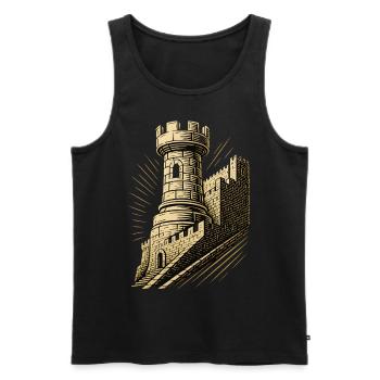 Chess Player Tower Chess Pieces Chessboard - Men's Premium Organic Tank Top - black - Front - AI Model Male 178 light (178cm)