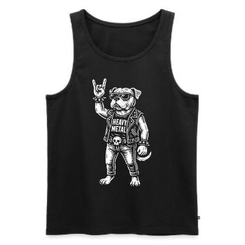 Heavy Metal Rock Musique Drôle Bulldog Design - Débardeur bio Premium Homme - noir - Devant - Michal (187cm)