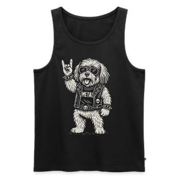 Metall Havaneser Hund Rockmusik Heavy Metal Lustig - Männer Premium Bio Tank Top - Schwarz - Vorne - Michal (187cm)
