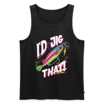 Glasseye Zander Angler I'd Jig That! - Men's Premium Organic Tank Top - black - Front - AI Model Male 178 light (178cm)