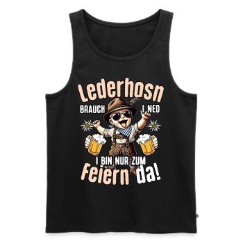 Trachtenshirt Herren Tracht Mei Lederhose T-Shirt - Männer Premium Bio Tank Top - Schwarz - Vorne - Michal (187cm)