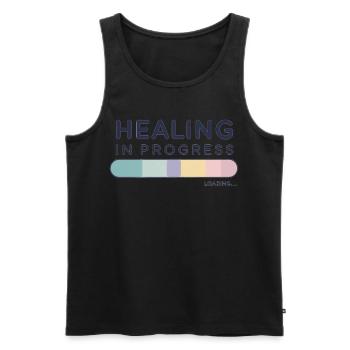 Healing In Progress - Men's Premium Organic Tank Top - black - Front - AI Model Male 178 light (178cm)