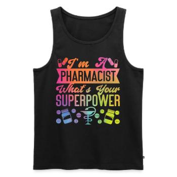 Pharmacy Tech Technician - Men's Premium Organic Tank Top - black - Front - AI Model Male 178 light (178cm)