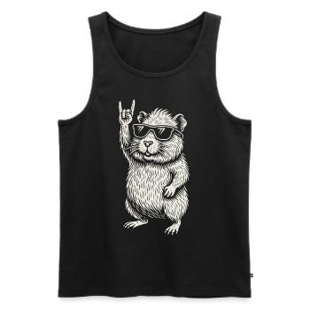Rock Music Funny Heavy Metal Retro Guinea Pig - Men's Premium Organic Tank Top - black - Front - AI Model Male 178 light (178cm)
