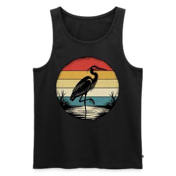 Retro Reiher - Männer Premium Bio Tank Top - Schwarz - Vorne - AI Model Male 178 light (178cm)