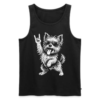 Rock Musique Drôle Yorkshire Terrier Chien Lourd - Débardeur bio Premium Homme - noir - Devant - Michal (187cm)