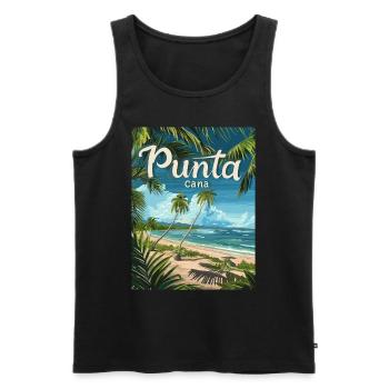 Tropical Punta Cana Beach Palmiers paradisiaques - Débardeur bio Premium Homme - noir - Devant - AI Model Male 178 light (178cm)