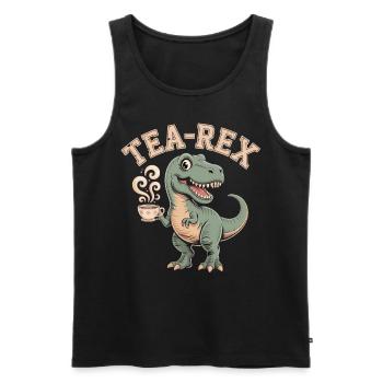 Tea-Rex – The Tea Dino - Men's Premium Organic Tank Top - black - Front - AI Model Male 178 light (178cm)