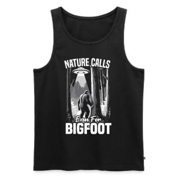 La nature appelle Bigfoot Sasquatch faire à l’extérieur - Débardeur bio Premium Homme - noir - Devant - Michal (187cm)