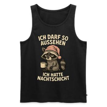 Nachtschicht Nachtdienst Krankenschwester Waschbär - Männer Premium Bio Tank Top - Schwarz - Vorne - Michal (187cm)