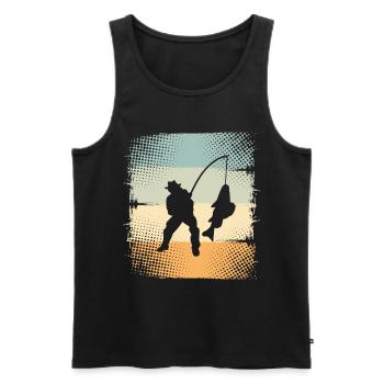Angling - Men's Premium Organic Tank Top - black - Front - AI Model Male 178 light (178cm)