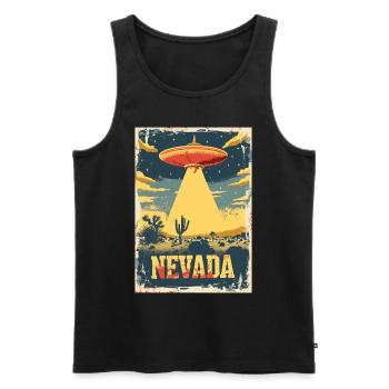 OVNI au-dessus du paysage désertique du Nevada Art rétro - Débardeur bio Premium Homme - noir - Devant - Michal (187cm)