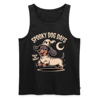 Spooky Dog Days – Lustiger Dackel zu Halloween - Männer Premium Bio Tank Top - Schwarz - Vorne - Michal (187cm)
