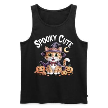 Chat sorcière mignon - Chemise d’Halloween mignonne effrayante - Débardeur bio Premium Homme - noir - Devant - AI Model Male 178 light (178cm)