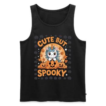 Süßes Halloween Einhorn Shirt – Cute but Spooky - Männer Premium Bio Tank Top - Schwarz - Vorne - Michal (187cm)