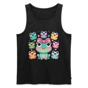 Cheerful frog family with bow for kids - Men's Premium Organic Tank Top - black - Front - AI Model Male 178 light (178cm)