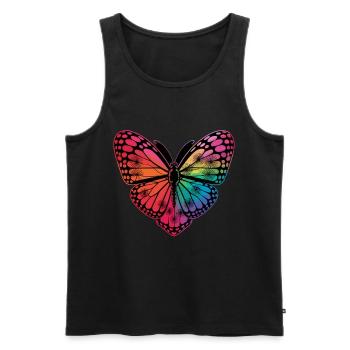 Colorful Butterfly Rainbow Fantasy Nature - Men's Premium Organic Tank Top - black - Front - Michal (187cm)