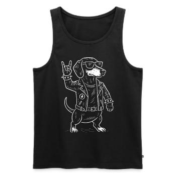 Metal Music Dachshund Rock Musik Funny Heavy Metal - Männer Premium Bio Tank Top - Schwarz - Vorne - Michal (187cm)
