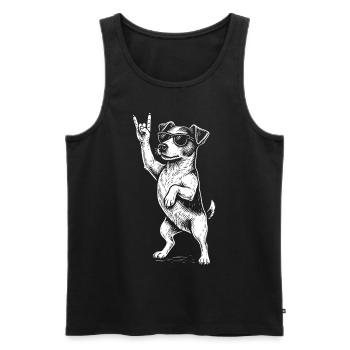 Rock Musik Lustiger Hund Heavy Metal Retro Jack - Männer Premium Bio Tank Top - Schwarz - Vorne - AI Model Male 178 light (178cm)