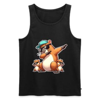 Capybara Papa Kinder Sohn Tochter - Männer Premium Bio Tank Top - Schwarz - Vorne - Michal (187cm)