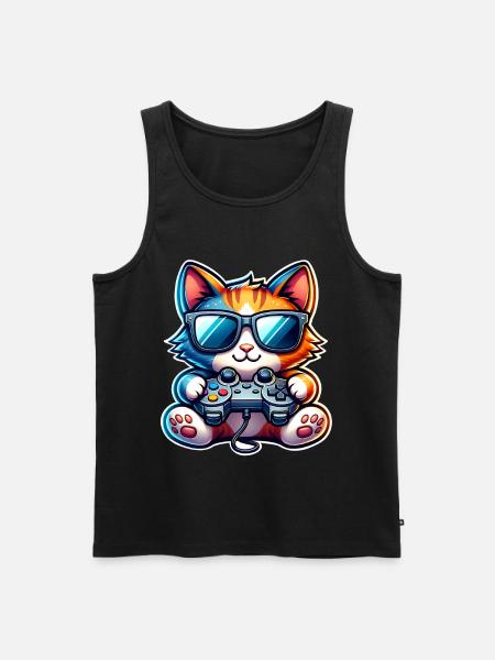Cat Gaming Gamer - Men's Premium Organic Tank Top - black