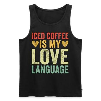 Iced Coffee Is My Love Language - Men's Premium Organic Tank Top - black - Front - AI Model Male 178 light (178cm)