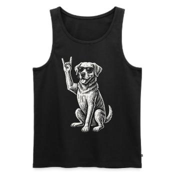 Rock Musique Golden Retriever Drôle Heavy Metal Chien - Débardeur bio Premium Homme - noir - Devant - Michal (187cm)