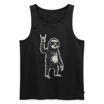 Metal Musik Lustiges Faultier Rock Musik Heavy - Männer Premium Bio Tank Top - Schwarz - Vorne - Michal (187cm)
