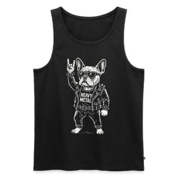 Heavy Metal Chien Rock Musique Bouledogue Français - Débardeur bio Premium Homme - noir - Devant - Michal (187cm)
