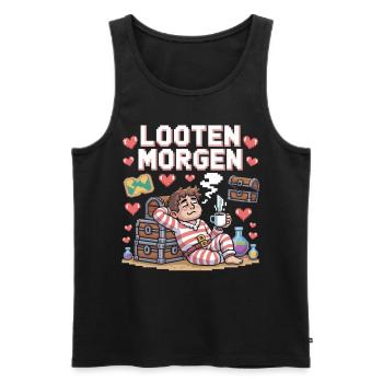 Looten Morning – Gamer Pajamas Shirt - Men's Premium Organic Tank Top - black - Front - Michal (187cm)