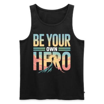 Sei dein eigener Held – Motivationsshirt - Männer Premium Bio Tank Top - Schwarz - Vorne - AI Model Male 178 light (178cm)