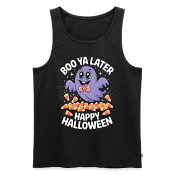 Funny Ghost with Candy – Halloween Shirt - Men's Premium Organic Tank Top - black - Front - Michal (187cm)
