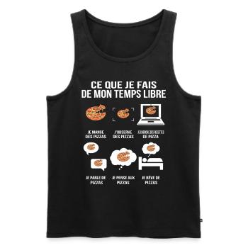 Ce que je fais de mon temps libre Pizza Addict - Débardeur bio Premium Homme - noir - Devant - AI Model Male 178 light (178cm)