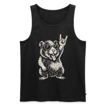 Guinea Pig Rock Music Funny Heavy Metal Retro - Men's Premium Organic Tank Top - black - Front - AI Model Male 178 light (178cm)