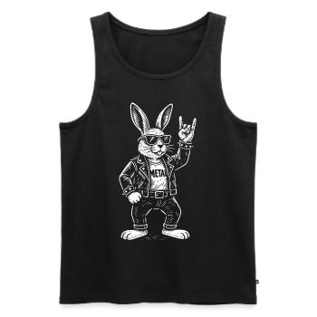 Métal Lapin Rock Musique Drôle Heavy Metal Rétro - Débardeur bio Premium Homme - noir - Devant - AI Model Male 178 light (178cm)
