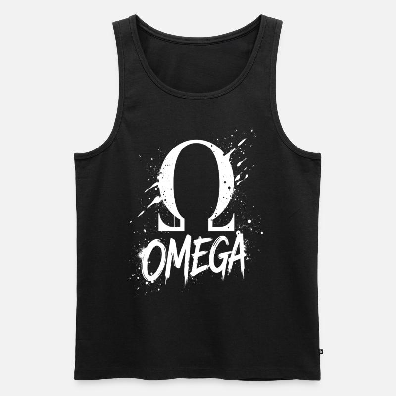 Omega Symbol Splash - Männer Premium Bio Tank Top - Schwarz