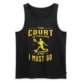 Lustiges Court Ruft Tennis Design - Männer Premium Bio Tank Top - Schwarz - Vorne - Michal (187cm)